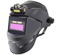 Casque de soudage à obscurcissement automatique, masque de soudeur LCD réglable à énergie solaire avec conception rabattable et lampe frontale, capot soudage respirant résistant la chaleur