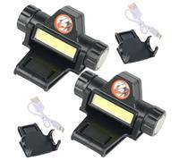 Casque de soudage avec lumière, 2 ensembles de lumière pour casque soudage double éclairage rotatif avec pince étanche et magnétique USB lampe forte lampe poche