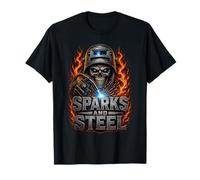 Casque de Soudeur en Acier et tête de Mort T-Shirt