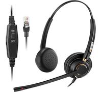 Casque de téléphone RJ9 avec microphone à double réduction du bruit pour Polycom VVX310 VVX410 VVX411 Mitel 5220 5312 5320 Avaya 1408 1416 9508 Shoretel NEC BT Converse 2300 Landline Desk IP