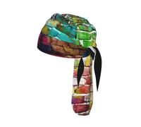 Casque de vélo à imprimé brique colorée - Casquette de tête de mort - Séchage rapide - Léger et respirant - Taille unique - Bonnet moderne pour adulte