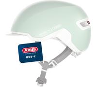 Casque de vélo ABUS HUD-Y - avec feu arrière LED magnétique rechargeable & fermeture magnétique - Casque urbain au style sûr pour tous les jours - pour femmes et hommes - pure mint, taille L (57-61 cm