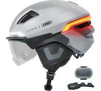 Casque de vélo ABUS HYP-E B.LACE - avec feu avant, arrière et clignotant ainsi que feu stop à activer sans fil - avec visière et protège-oreilles - pour vélo, E-Bike et S-Pedelec - ilber, taille M (54