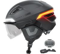 Casque de vélo ABUS HYP-E B.Lace - avec feu Avant, arrière et Clignotant Ainsi Que feu Stop activé sans Fil - avec visière et Cache-Oreilles - pour vélo, vélo électrique et S-Pedelec
