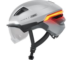 Casque de vélo ABUS HYP-E B.Lace - avec feu Avant, arrière et Clignotant Ainsi Que feu Stop activé sans Fil - avec visière et Cache-Oreilles - pour vélo, vélo électrique et S-Pedelec