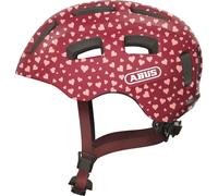 Casque de vélo ABUS Youn-I 2.0 - avec lumière pour enfants, adolescents et jeunes adultes - pour filles et garçons - Rouge avec motif de coeur, taille M (52-57 cm)
