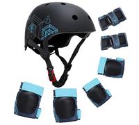 Casque de Vélo Ajustable pour Enfants de 3 à 8 Ans Garçons Filles Ensemble de Protection Sportive Légère avec Genouillères, Coudes et Poignets pour Le Skateboard/Le Vélo/la Trottinette