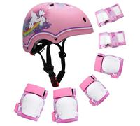 Casque de Vélo Ajustable pour Enfants de 3 à 8 Ans Garçons Filles Ensemble Protection Sportive Légère avec Genouillères, Coudes et Poignets pour Le Skateboard/Le Vélo/la Trottinette