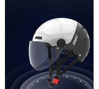 Casque de vélo avec Bluetooth Prise d'appel automatique Casque de vélo intelligent avec masque imperméable et amovible, blanc