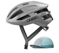 Casque de vélo de course ABUS PowerDome ACE - avec ABUS Race Cap - casque de vélo léger avec système d'aération intelligent - Made in Italy - pour femmes et hommes - Gris, taille S (51-55 cm)