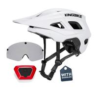 Casque de vélo de montagne, casque de vélo électrique, certifié NTA 8776 | Avec lunettes de protection et feu arrière rechargeable - Casque de vélo VTT pour adulte homme femme