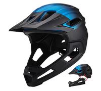 Casque de vélo de Montagne pour Un Casque vélo Complet à l'épreuve du Choc à l'épreuve des Chocs d'amortisseur avec Un Porte-Menton Amovible ajusté Unisexe Black & Blue Head Protector pour Le