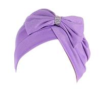 Casque de vélo d'hiver Wrap Cancer Cap Headwear Casquette Cheveux Ethnique Braid Cover Bowknot Head Turban Heardband Chemise en tissu éponge, lilas, taille unique