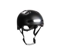 Crazy Safety Vertigo Casque De Vélo Noir Mat Lumière Avant Et Arrière USB | Casque pour Trottinette, Skateboard, Rollers et Vélo BMX, Casque de Vélo de Ville pour Hommes et Femmes | M 54-57cm