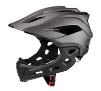 Casque de vélo intégral 2 en 1 pour enfants et jeunes - Casque de vélo tout-terrain pour enfants et jeunes - VTT, BMX, skateboard avec protège-menton amovible, 13 aérations (gris)