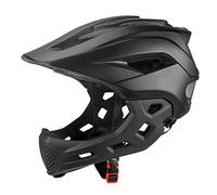 Casque de vélo intégral 2 en 1 pour enfants et jeunes - Casque de vélo tout-terrain pour enfants et jeunes - Pour VTT, BMX, skateboard avec mentonnière amovible, 13 aérations (noir)