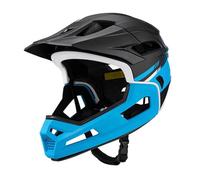 Casque de Vélo Intégral avec Doublure Amovible, Casque de Vélo Montagne, Casque Unisexe VTT MTB Femmes et Hommes, Taille Réglable 58-62cm Casques Anti-Choc équitation, Bleu Noir