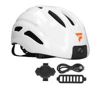 Casque de vélo intelligent pour adultes avec caméra 1080p, clignotants, équipement de vélo de route, VTT, carte mémoire micro 32 Go incluse (blanc)