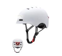 Casque de Vélo ou Scooter avec Feu Arrière Rouge + Lumière LED Avant Blanche. Casque VVT, Scooter Électrique, Patins. Casque avec Doublure Amovible, Coque PC + EPS, 14 Aérations et Câble USB.