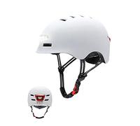 Casque de Vélo ou Scooter avec Feu Arrière Rouge + Lumière LED Avant Blanche. Casque VVT, Scooter Électrique, Patins. Casque avec Doublure Amovible, Coque PC + EPS, 14 Aérations et Câble USB.