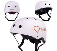 Casque de vélo pour enfants Blanc cassé, taille M (52-57 cm), trous d'aération, protège-menton, lumière LED M