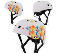 Casque de vélo pour enfants Blanc, taille M (52-57 cm), trous d'aération, protège-menton, lumière LED M