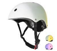 Casque de vélo pour Enfants - Casque Scoot and Ride pour Enfants, Adolescents et garçons - pour Filles et garçons (Blanc, Gris et Jaune, M (55-58 cm))