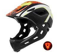 Casque de vélo pour enfants - Léger, convertible Full-/Half-Face, mentonnière amovible, feu arrière LED- Sans danger pour les jeunes enfants
