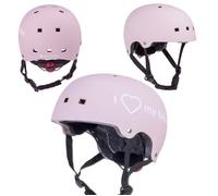 Casque de vélo pour enfants Rose clair, taille S (50-54 cm), trous d'aération, protège-menton, lumière LED S