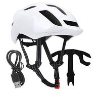Casque de vélo SV10 avec feu arrière Rechargeable USB intégré - 9 Modes LED Équipement de Cyclisme de sécurité pour Les balades Nocturnes - 17 bouches d'aération et Bord (Blanche)