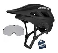Casque de vélo VTT, casque de vélo électrique, certifié NTA-8776, avec lunettes de protection et feu arrière rechargeable, pour adulte, homme, femme (noir mat, taille L)