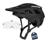 Casque de vélo VTT Casque de vélo électrique NTA-8776 certifié avec lunettes de protection et feu arrière rechargeable Casque de vélo VTT pour adultes hommes femmes (noir, L)