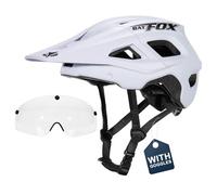 Casque de vélo VTT Casque de vélo électrique NTA-8776 certifié avec lunettes de protection et feu arrière rechargeable Casque de vélo VTT pour adultes hommes femmes (blanc, L)