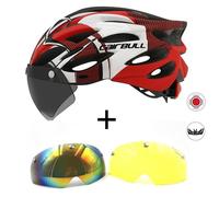 Casque de vélo VTT ou cyclisme avec LED, modèle ultraléger et visière - CAIRBULL Black Red Side-3 M/L