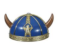 Casque de Viking pour enfant accessoire Normand or et bleu Couvre-chef de Viking pour enfant Normand barbare casque à cornes armure germain guerrier du Moyen-Âge déguisement carnaval accessoires
