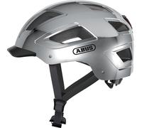 Casque de ville ABUS Hyban 2.0 - casque de vélo avec feu arrière, coque dure ABS, bonne tenue - pour femmes et hommes - Chrome Silver, taille L (56-61 cm)