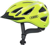 Casque de ville ABUS Urban-I 3.0 MIPS - Casque de vélo avec protection contre les chocs, feu arrière, visière et fermeture magnétique - pour femmes et hommes - Jaune brillant, taille XL (61-65 cm)
