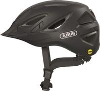 Casque de ville ABUS Urban-I 3.0 MIPS - casque de vélo avec protection contre les chocs, feu arrière, visière et fermeture magnétique - pour femmes et hommes - noir mat, taille S (51-55 cm)