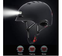 Casque de Vlo Rithok avec Charge USB Lumire Vive et Voyant D\'avertissement - Noir L