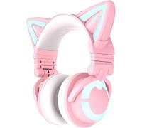 Casque D'Écoute De Chat Rvb Sans Fil 5.0 Avec Micro Intégré,Éclairage Et Effet Personnalisables Via Application,Câble Audio De Type C,Pour Pc,Ordinateur Portable,Mac,Smartphone (Rose)