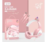 Casque d'écoute de jeu à oreilles de chat rose G19, 1 pièce, avec micro, réduction de bruit ENC, rvb filaire, pratique et pliable, nouveau produit