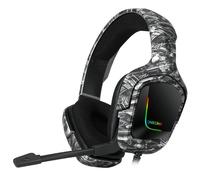 Casque D'écoute De Jeu Camouflage Avec Microphone, Lumière Led, Son Stéréo Réaliste, Pour Ordinateur, X3uf