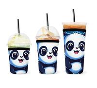 Casque d'écoute réutilisable en forme de panda noir et blanc, manchon isotherme pour gobelet glacé, manchon durable pour boissons froides, support pour boisson pour café glacé