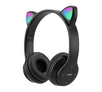 Casque d'écoute sans Fil Bluetooth 5.0, écouteurs d'oreille de Chat Pliables sur l'oreille avec Lumières Colorées, Unité de Pilote de 40 mm, pour iPhone/iPad/Smartphones/Ordinateur Portable/PC/TV