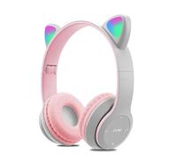 Casque d'écoute sans Fil Bluetooth 5.0, écouteurs d'oreille de Chat Pliables sur l'oreille avec Lumières Colorées, Unité de Pilote de 40 mm, pour iPhone/iPad/Smartphones/Ordinateur Portable/PC/TV