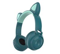 Casque d'écoute sans fil Bluetooth Cat Ear Casque de sport stéréo pliable sur l'oreille avec micro, vert