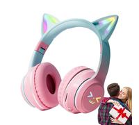 Casque d'écoute sans fil Cat Ear, casque Cat Ear | Casques d'écoute sans fil pour avec oreilles de chat pour le jeu,Casques sans avec éclairage LED et microphone pour les voyages d'affaires, la ma