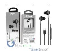 Casque D'Écoute Stéréo Type-C Rovi Moon TC-13 Écouteurs Contrôle Distant Black -
