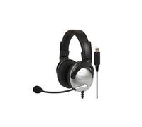 Casque d'Ecoute Supra-Auriculaire avec Microphone Antibruit, Câble USB, Gamer,, SB45 USB, , Noir/Argent