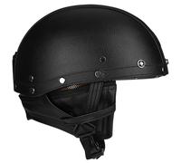 Casque Demi-Coque, Casque De Cyclomoteur, Casque De Scooter, Casque Moto Vintage, Demi Casque De Moto avec Boucle RéGlable DéGagement Rapide, ECE Homologué Black 2, L:59-60CM